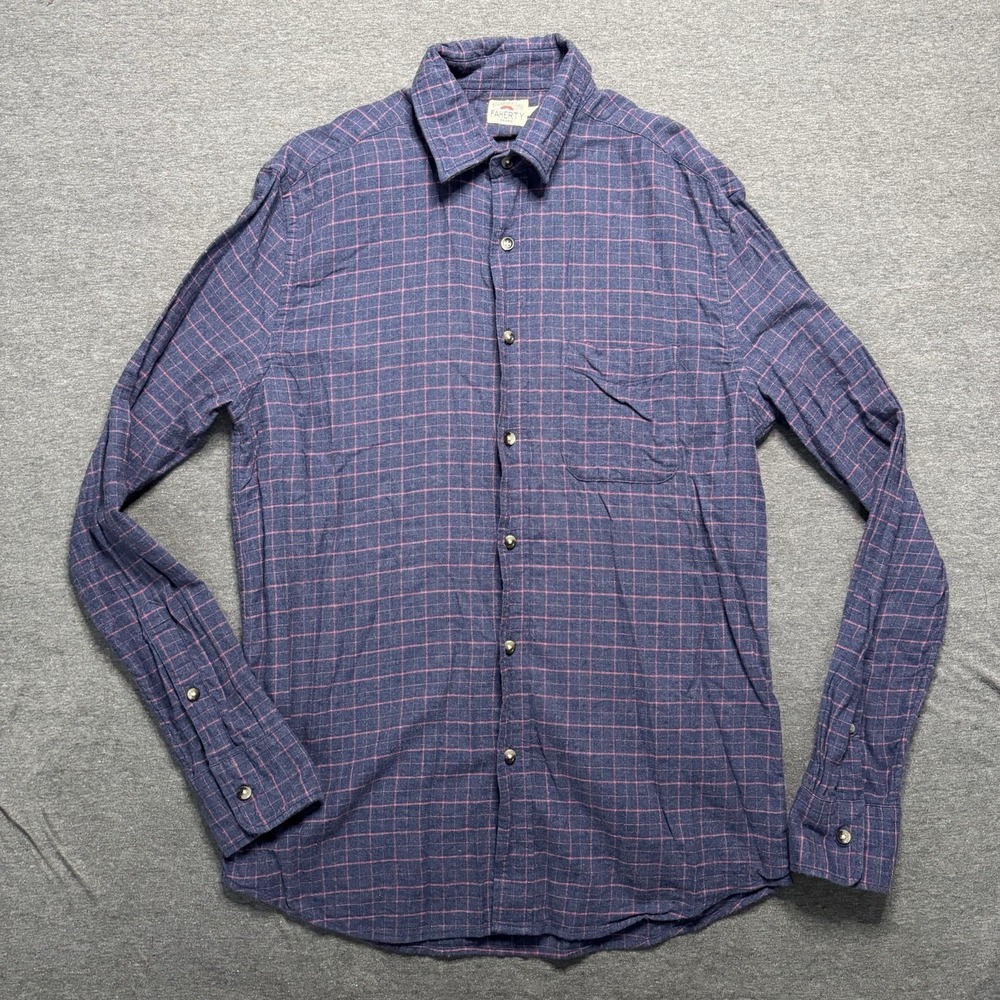 Faherty Men's Blue Pink Plaid Stretch Featherweight Flannel Preppy Shirt Sz S